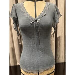 VTG. Ann Ferriday Stock Stretch Spider Mesh And Lace Fairy Whimsy Top S